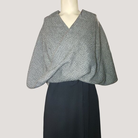 Annadele Alpacas Womens Alpaca Wool Poncho Shawl Wrap Gray Hand Washable